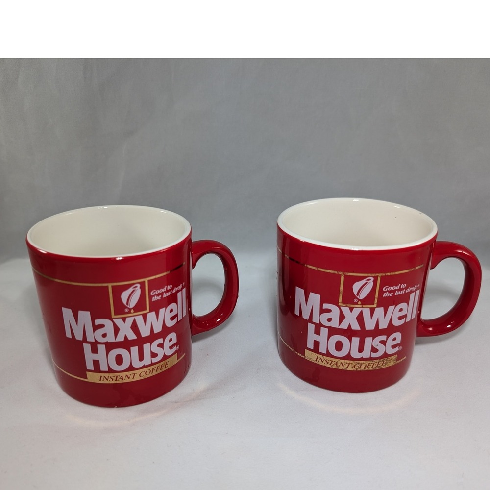 Vtg Maxwell House Coffee Mug Set Of 2 Red Instant Coffee Good to the Last Drop